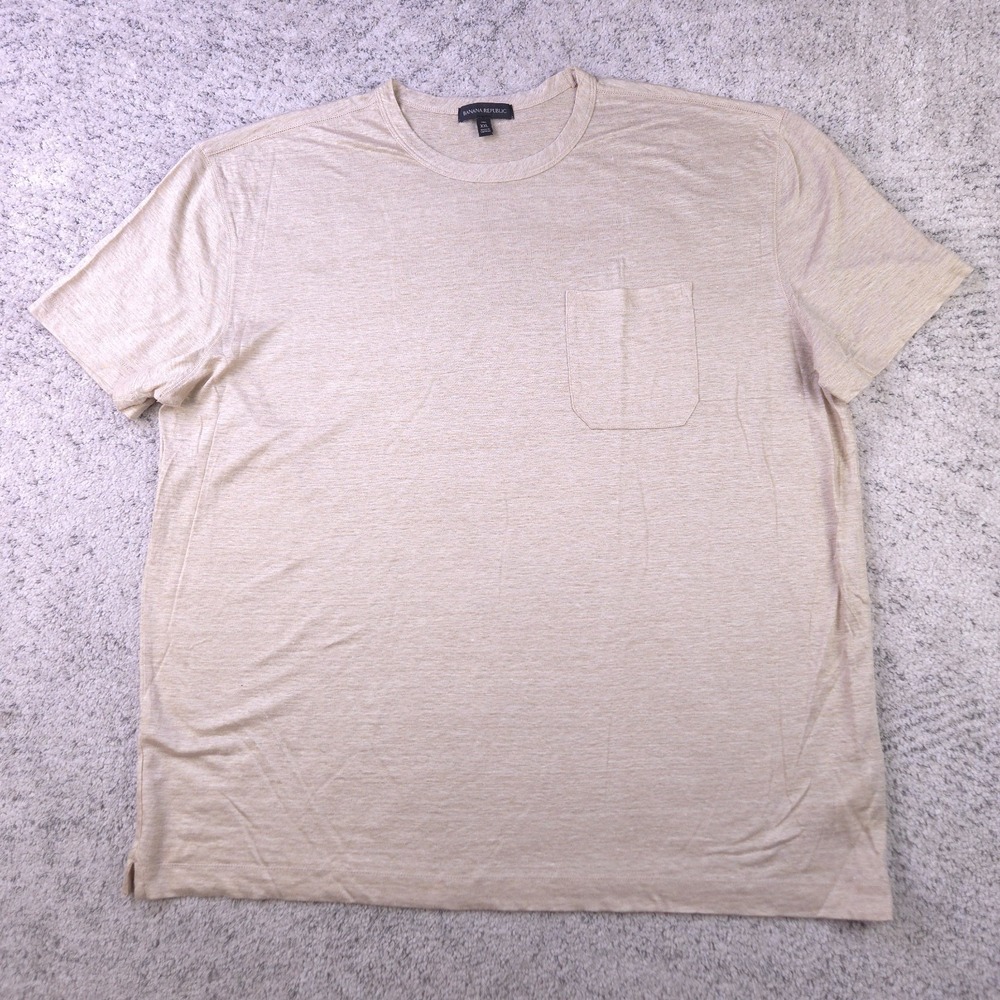 Banana Republic Linen T-Shirt Mens XXLT XXL Tall Crew Neck Pocket Short Sleeve